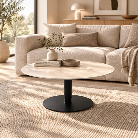 Table ronde convertible Julie – hauteur réglable de 46 à 75 cm