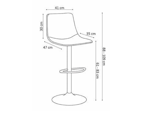 Tabouret de bar industriel réglable en hauteur cognac - SOUFFLE 