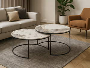 Table basse gigogne ronde effet marbre – Vitaly