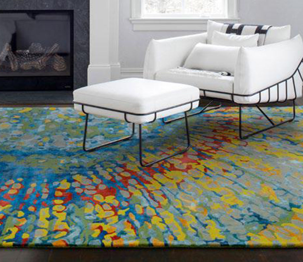 Tapis coloré salon bleuté - Salgueiro rugs - Souffle d'Intérieur
