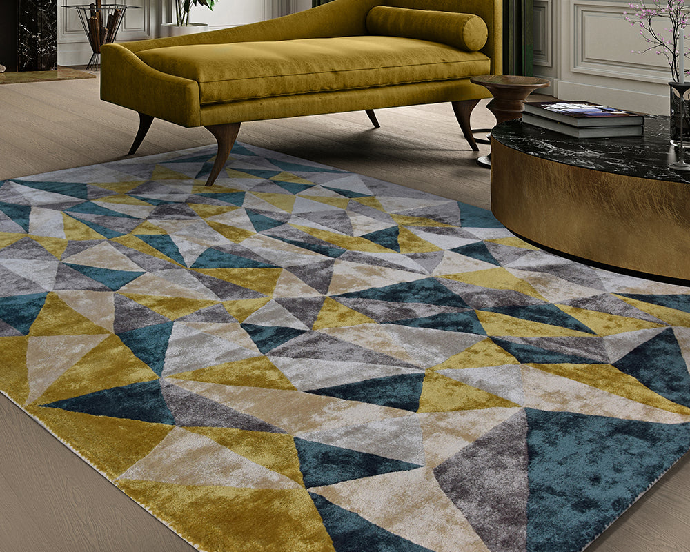 Tapis contemporain pour salon forme psychédélique vert - Salgueiro rugs - Souffle d'Intérieur