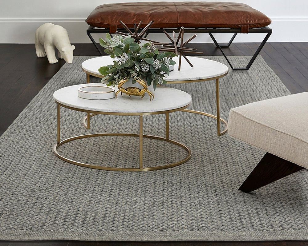 Tapis de salon gris tressé - Salgueiro rugs - Souffle d'Intérieur