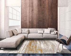 Tapis design salon gris tacheté orange - Salgueiro rugs - Souffle d’Intérieur
