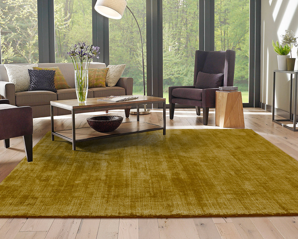 Tapis rectangulaire salon unicolore moutarde - Salgueiro rugs - Souffle d'Intérieur