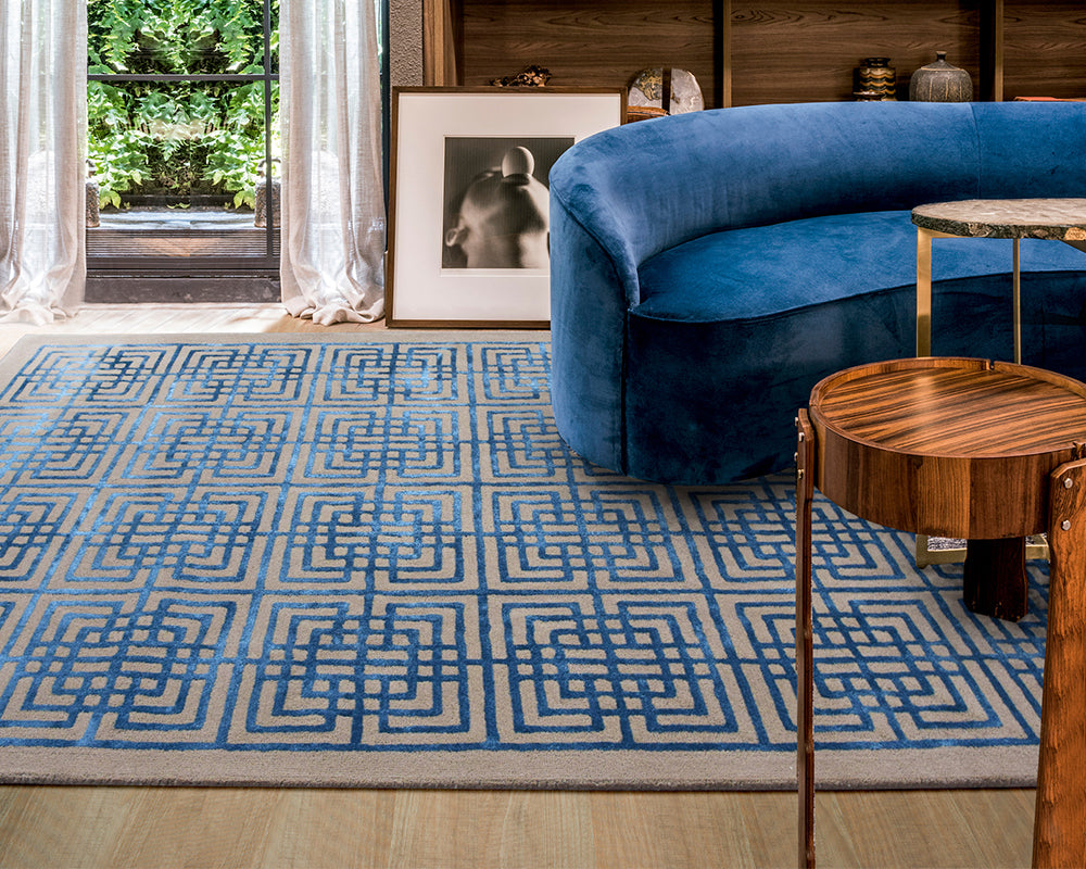 Tapis salon bleu et gris - Salgueiro rugs - Souffle d'Intérieur