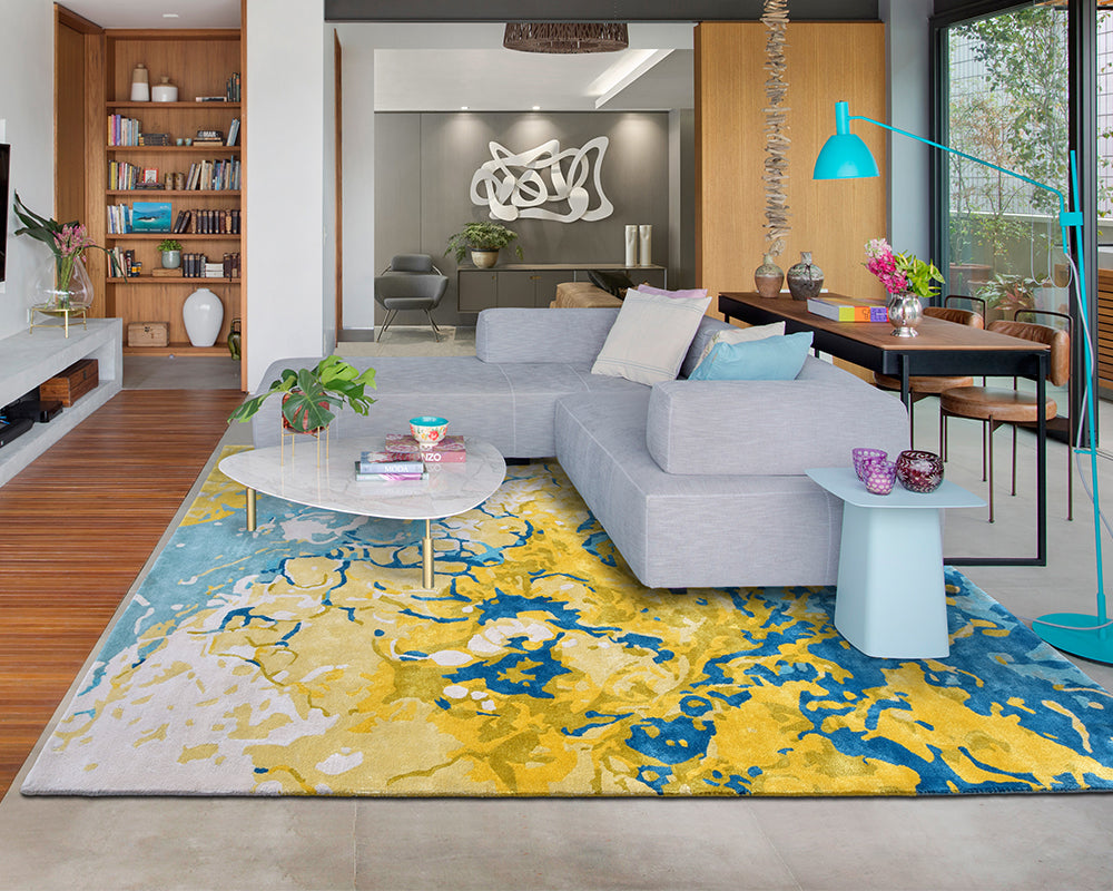 Tapis salon coloré bleu vert - Salgueiro rugs - Souffle d'Intérieur