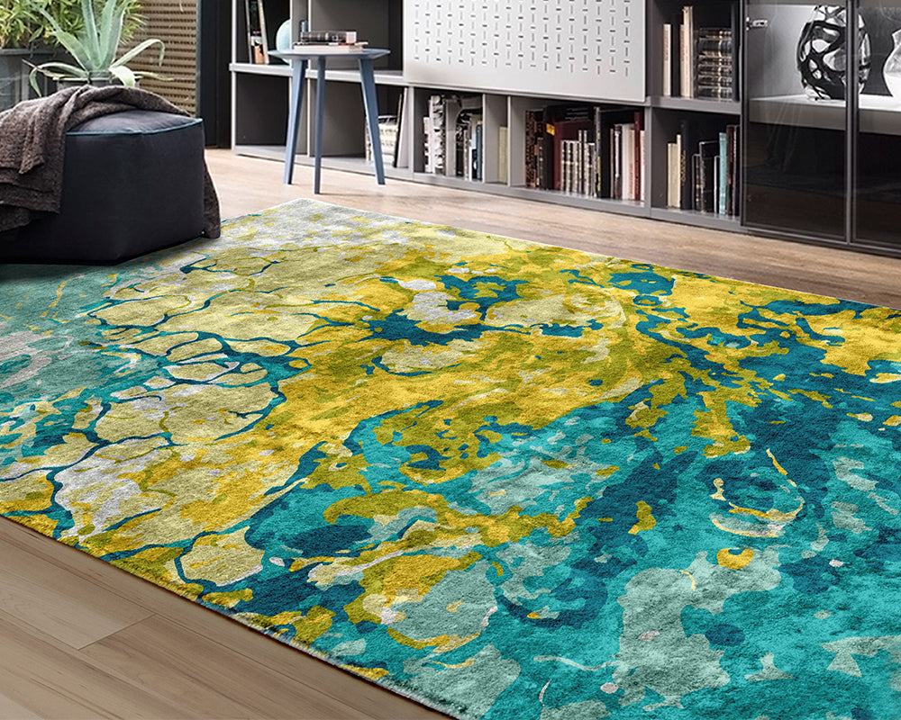 Tapis salon coloré bleu vert - Salgueiro rugs - Souffle d'Intérieur