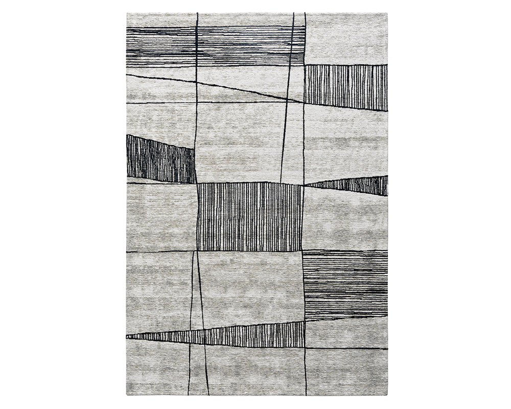 Tapis salon gris clair avec ligne noire - Salgueiro rugs - Souffle d’Intérieur