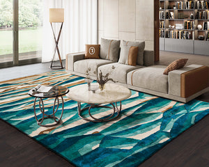 Tapis de salon moderne style peinture bleu - Salgueiro rugs - Souffle d'Intérieur