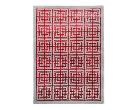 Tapis salon rouge et gris - Salgueiro rugs - Souffle d'Intérieur