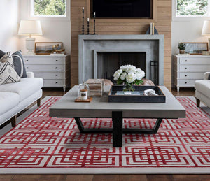 Tapis salon rouge et gris - Salgueiro rugs - Souffle d'Intérieur