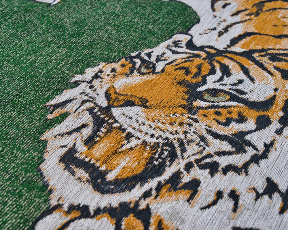Tapis vert salon avec dessin tigre - Salgueiro rugs - Souffle d’Intérieur