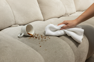 Traitement anti-tache canapé beige - nettoyage facile café
