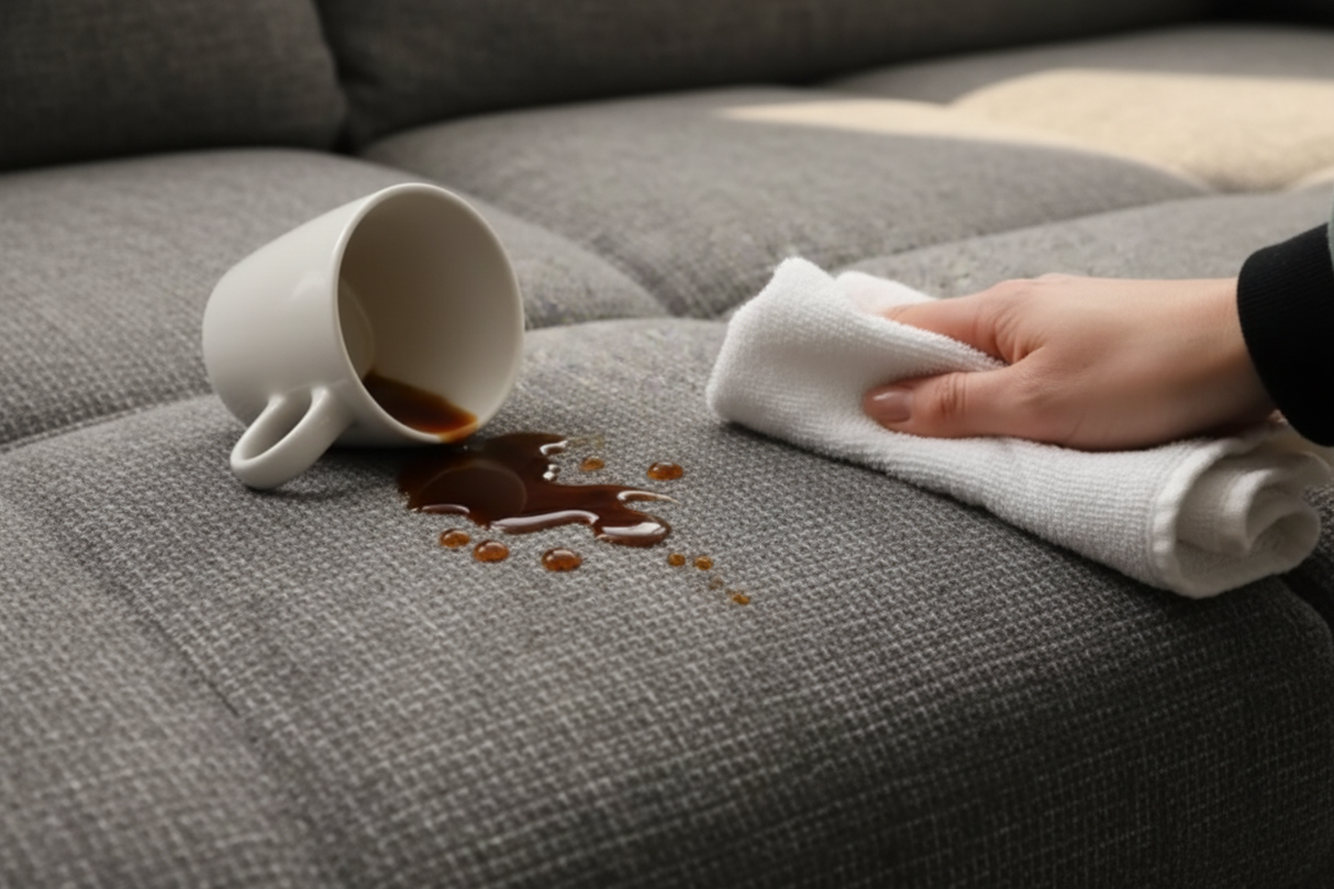 Traitement anti-tache canapé gris anthracite - nettoyage facile café