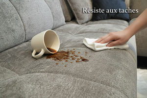 Traitement anti-tache canapé gris - nettoyage facile café