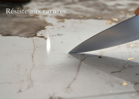 Zoom céramique marbre table ronde - couteau anti-rayure