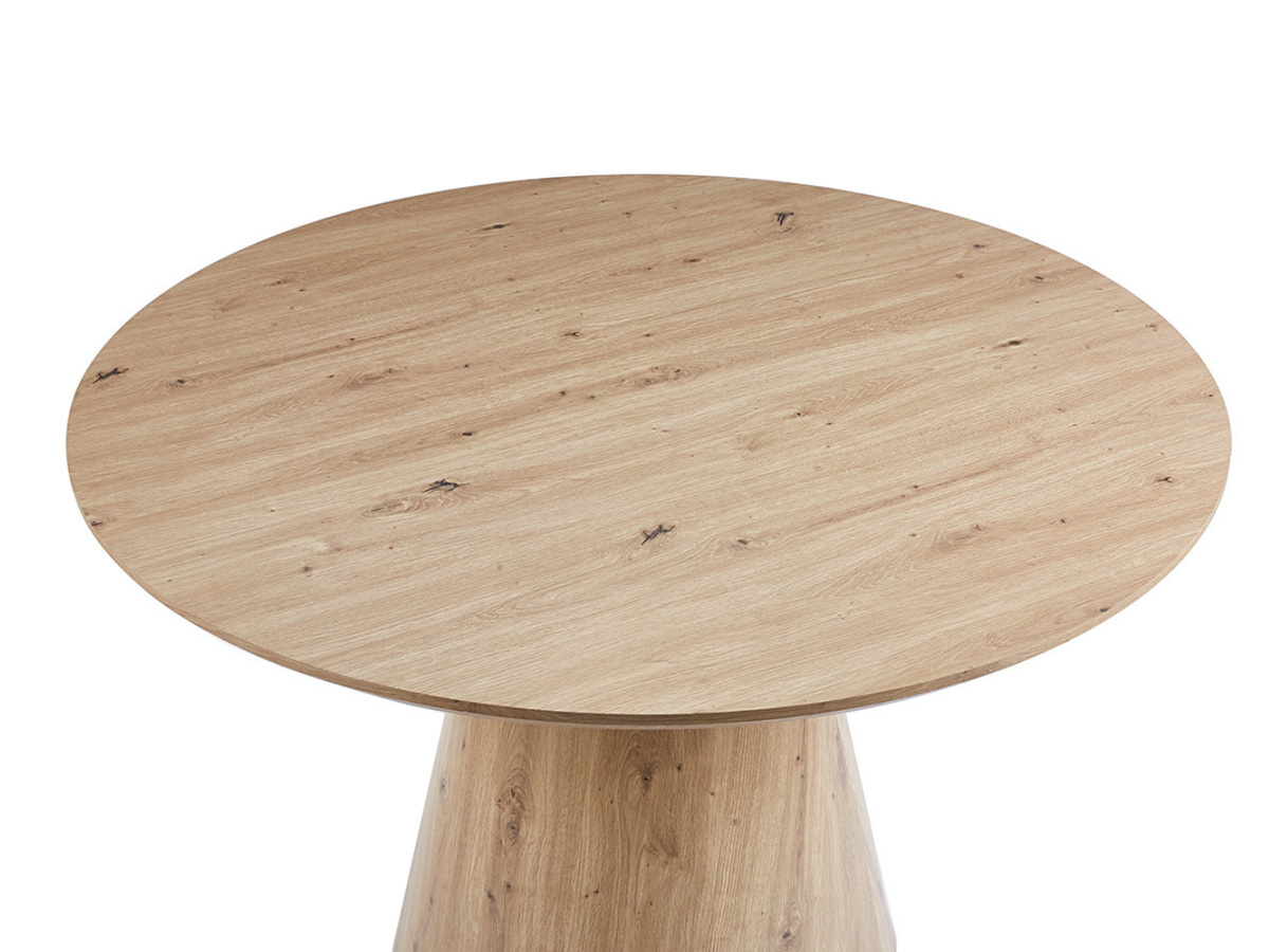 Tiguan table à manger ronde bois clair – zoom piètement bois massif