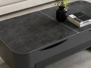 Table basse céramique Sidney – détail des finitions et du corpus laqué mat