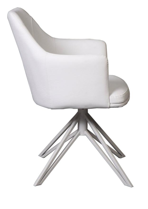 Fauteuil de table pivotant moderne blanc et pieds métal - SOUFFLE D’INTÉRIEUR
