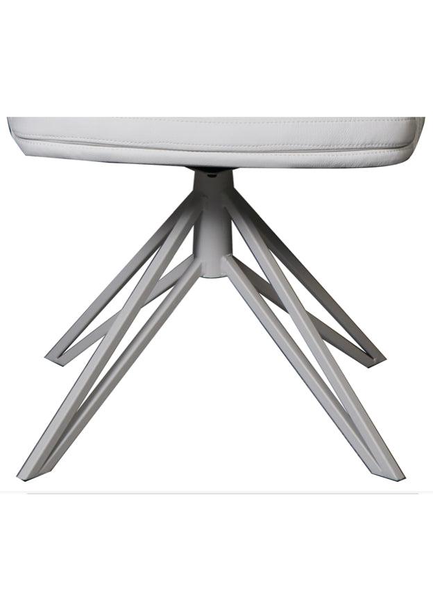 Fauteuil de table pivotant moderne blanc et pieds métal - SOUFFLE D’INTÉRIEUR