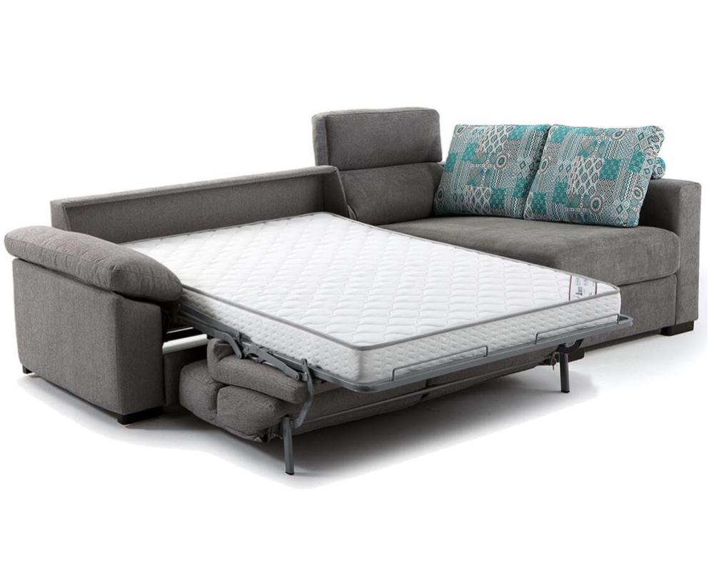 Canapé d'angle convertible Lea – méridienne à droit – système rapido – ouvert – tissu