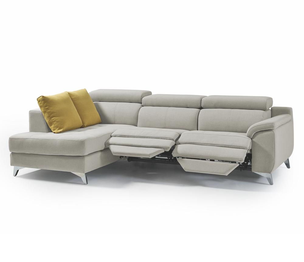 Canapé d'angle beige relax électrique en tissu - City
