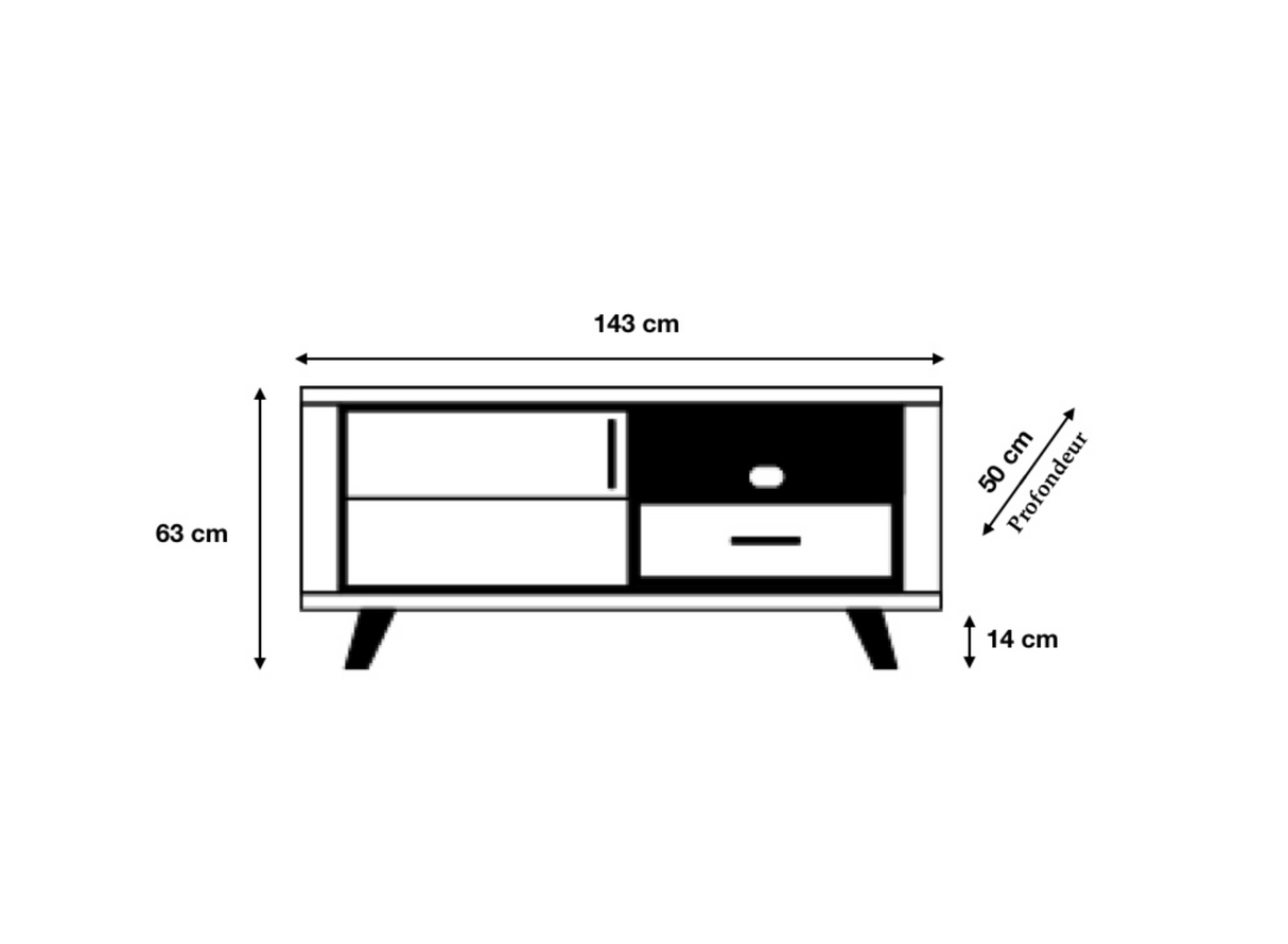 Meuble tv bois clair contemporain 143cm -  SOUFFLE D'intérieur