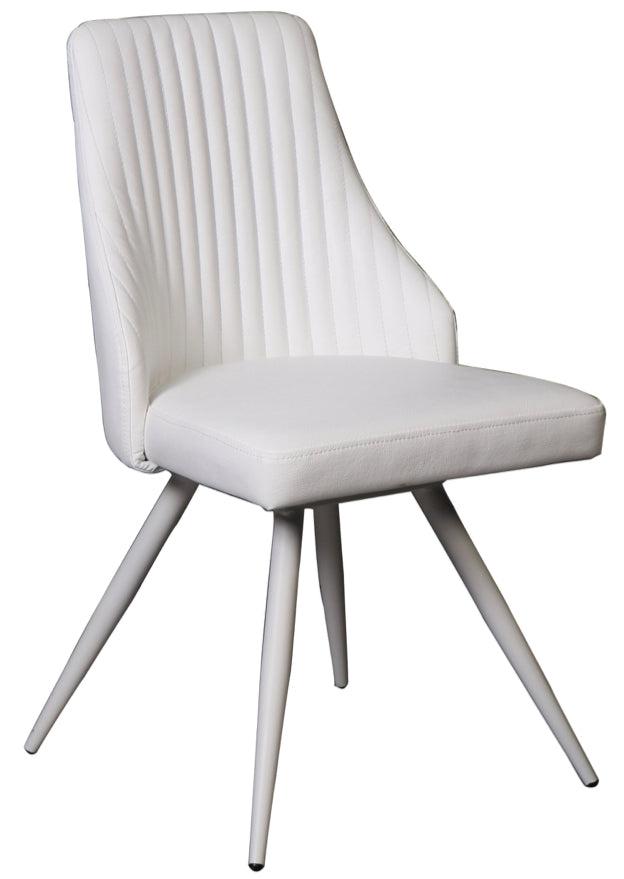 Chaise blanche simili cuir pivotante salle a manger - Eva