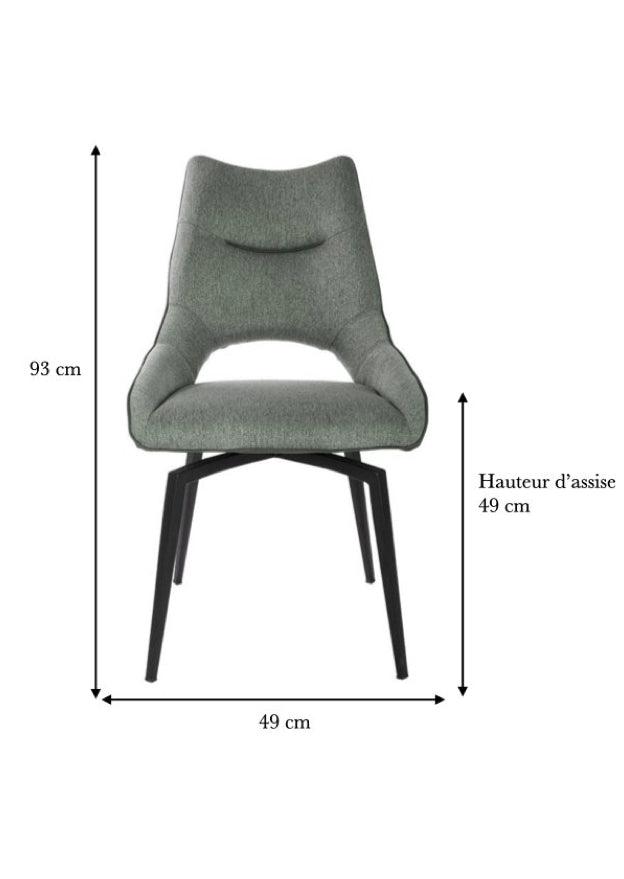 Chaise pivotante pieds métal en tissu gris - SOUFFLE D’INTÉRIEUR