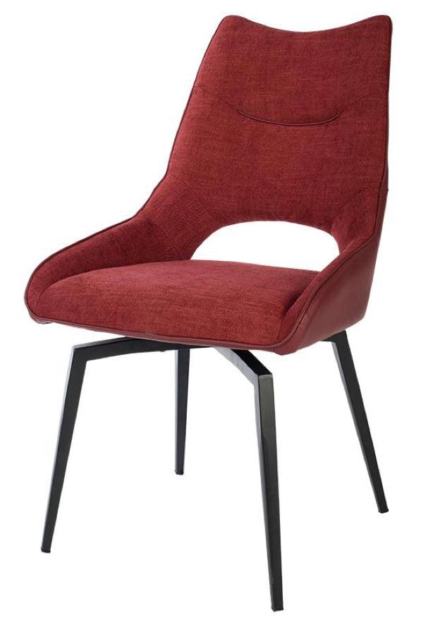 Chaise pivotante pieds métal en tissu rouge moderne - SOUFFLE D’INTÉRIEUR