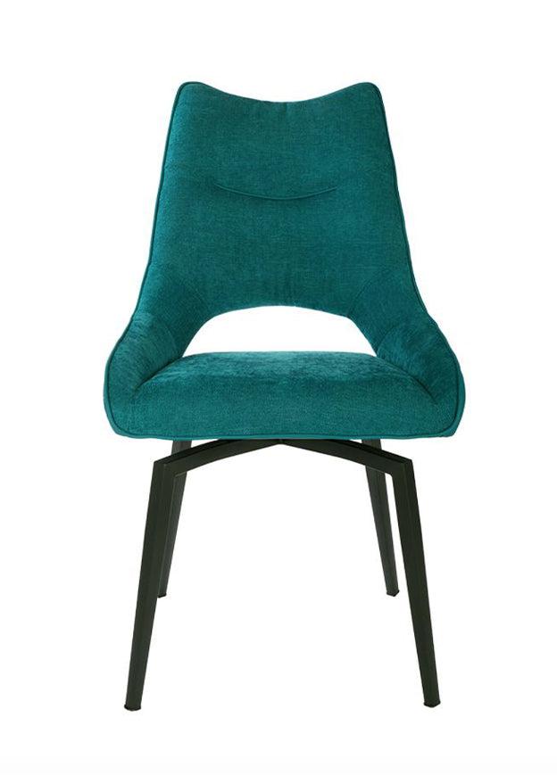 Flavia, chaise pivotante en tissu bleu pétrole - SOUFFLE D’INTÉRIEUR