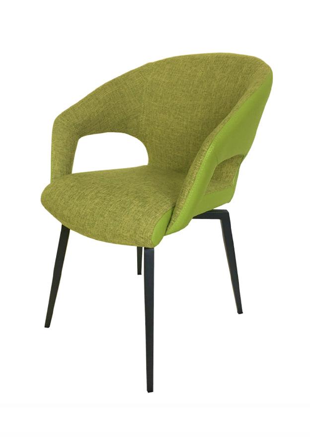 Fauteuil de table chaise avec accoudoir verte pivotant - Marion