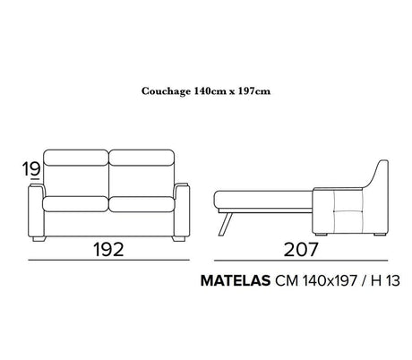 Canapé convertible rapido express en tissu couchage 140 - Souffle d'intérieur