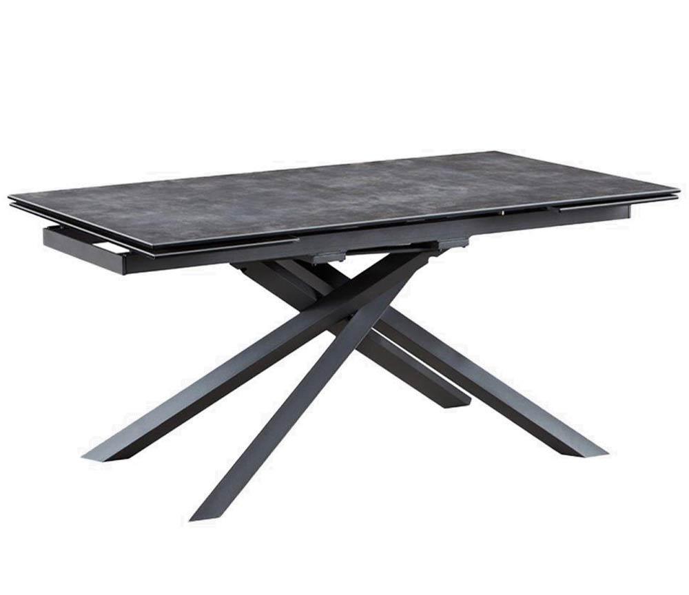 table ceramique extensible pieds metal et plateau gris