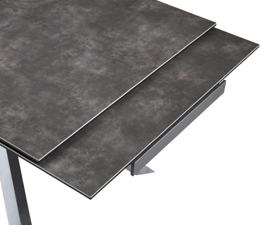 table ceramique extensible pieds metal et plateau gris