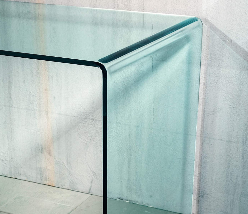 Bureau en verre transparent avec finition polie