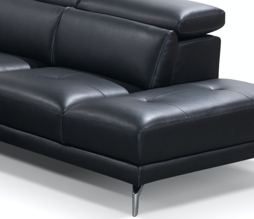 Canapé d'angle gris en cuir design pieds métal - Souffle d'intérieur