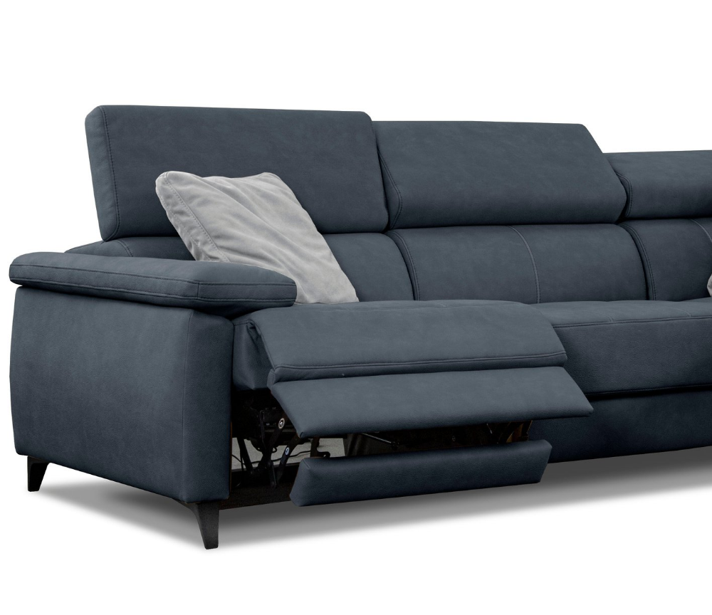 Canapé d'angle bleu relax électrique en tissu contemporain - Monica