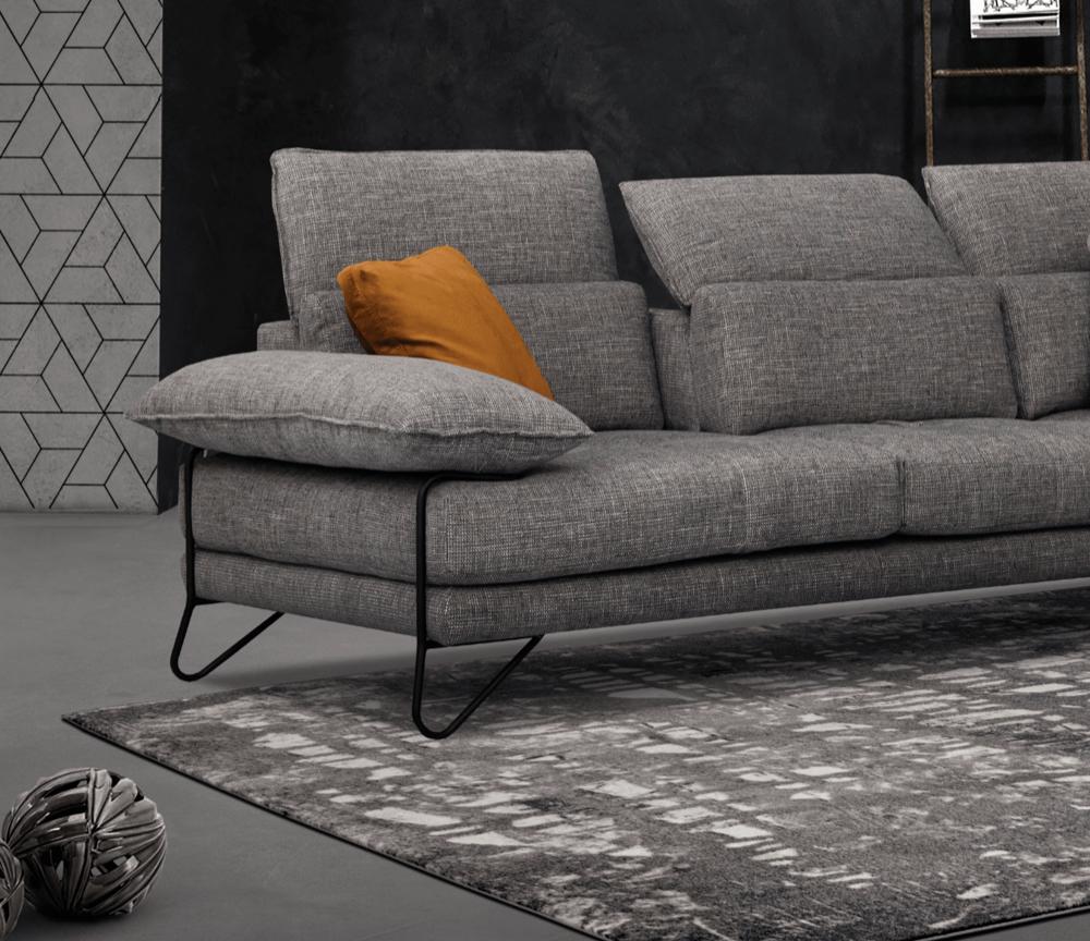Canapé d'angle gris méridienne contemporain dossiers basculants - Mona