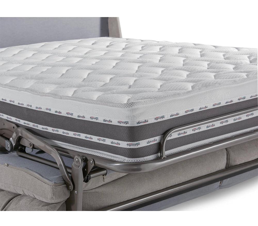 Canapé convertible beige Rita ouvert – couchage 140x190 cm