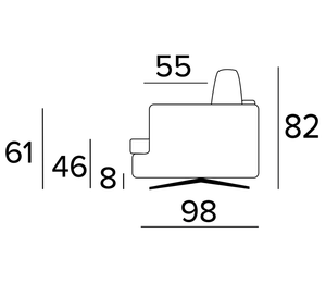Dimensions détaillé du canapé convertible 140 en tissu marron design rapido et pieds métal - Souffle d'intérieur