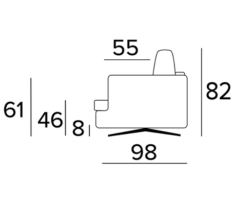 Dimensions détaillé du canapé convertible 140 en tissu marron design rapido et pieds métal - Souffle d'intérieur