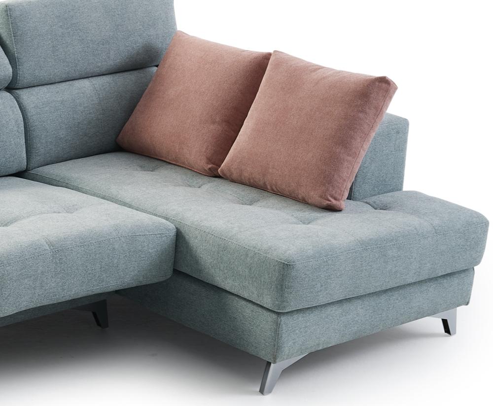 Canapé d'angle bleu assises coulissantes en tissu 286 x 165cm - Pola