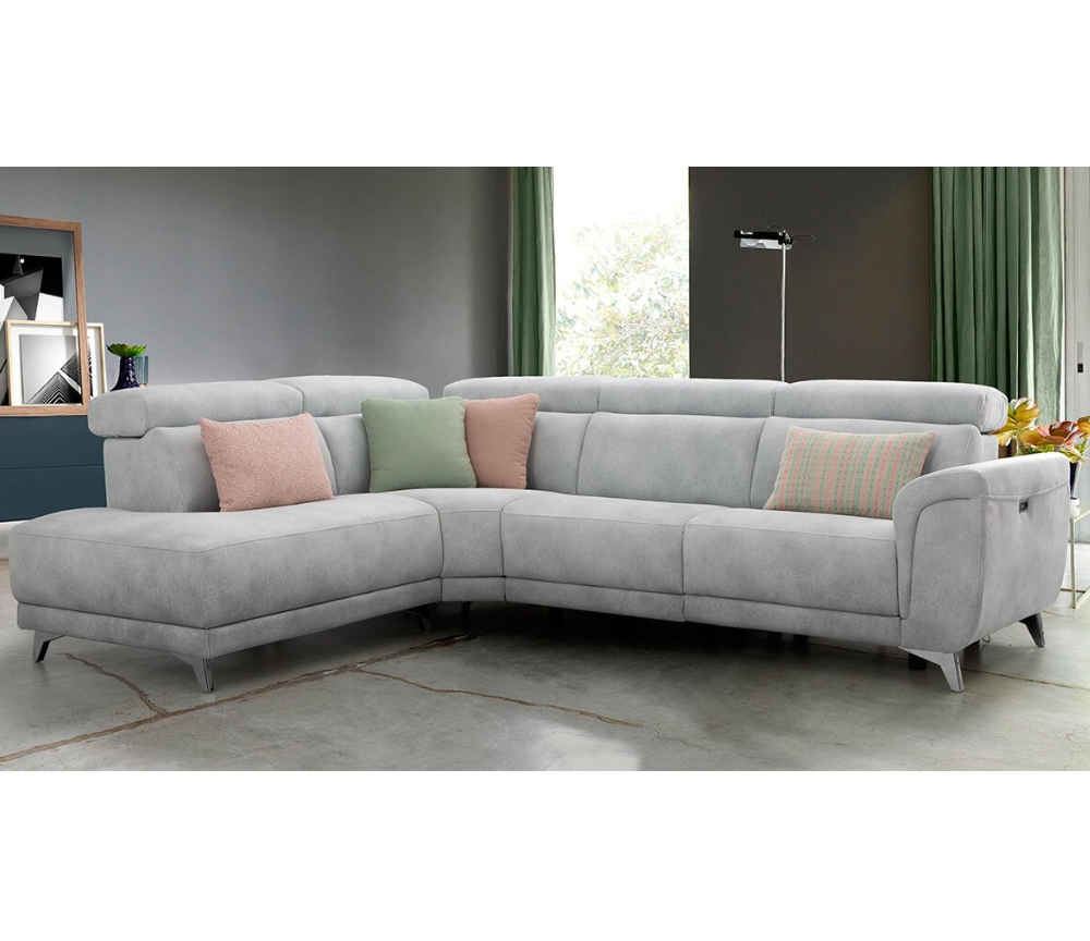 Canapé d'angle gris 1 relax méridienne 293cm x 232cm - Cassia