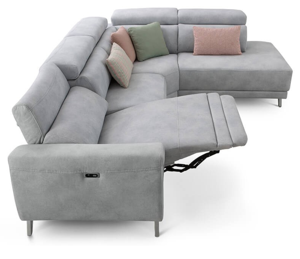 Canapé d'angle gris 1 relax méridienne 293cm x 232cm - Cassia