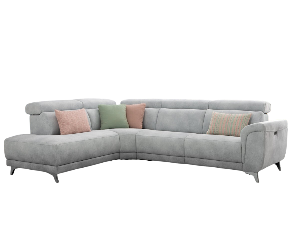 Canapé d'angle gris 1 relax méridienne 293cm x 232cm - Cassia