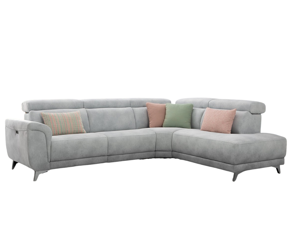 Canapé d'angle gris 1 relax méridienne 293cm x 232cm - Cassia