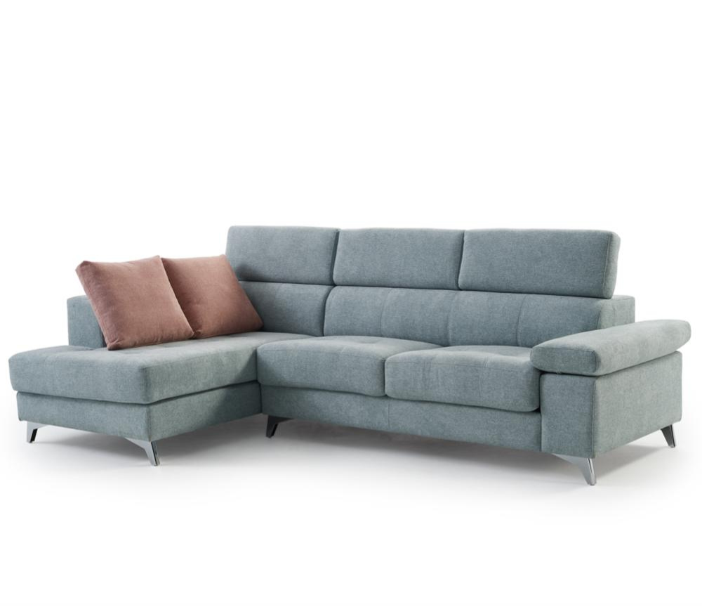 Canapé d'angle bleu assises coulissantes en tissu 286 x 165cm - Pola