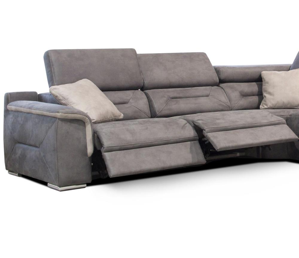 Canapé d'angle gris relax électrique contemporain tissu - Bianca