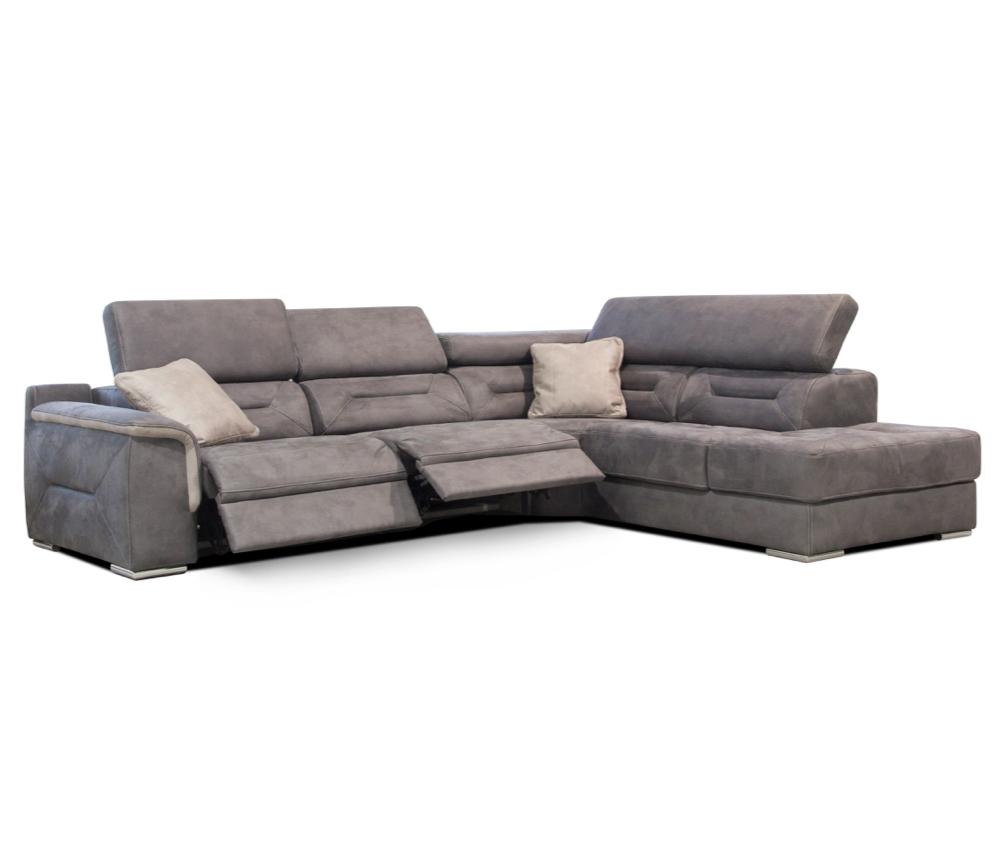 Canapé d'angle gris relax électrique contemporain tissu - Bianca